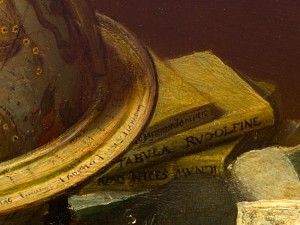 Detail of Linder Gallery showing books by Kepler and Napier