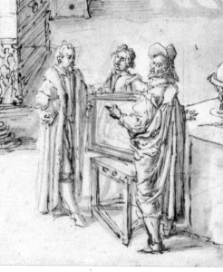 Three conversing figures, detail from Windsor drawing
